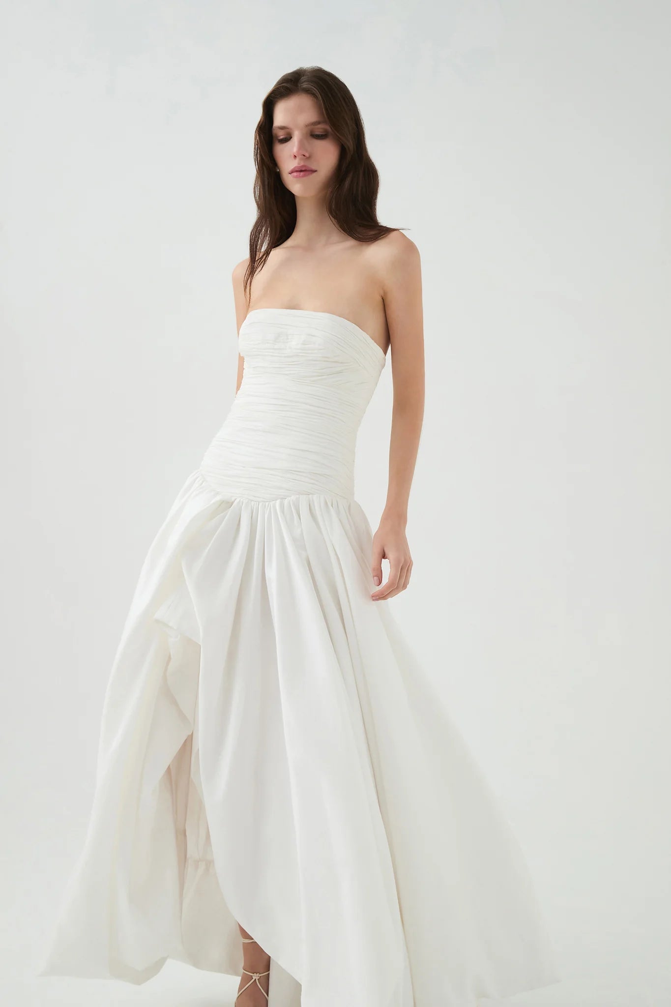 NANCY BUBBLE HEM IVORY MAXI DRESS