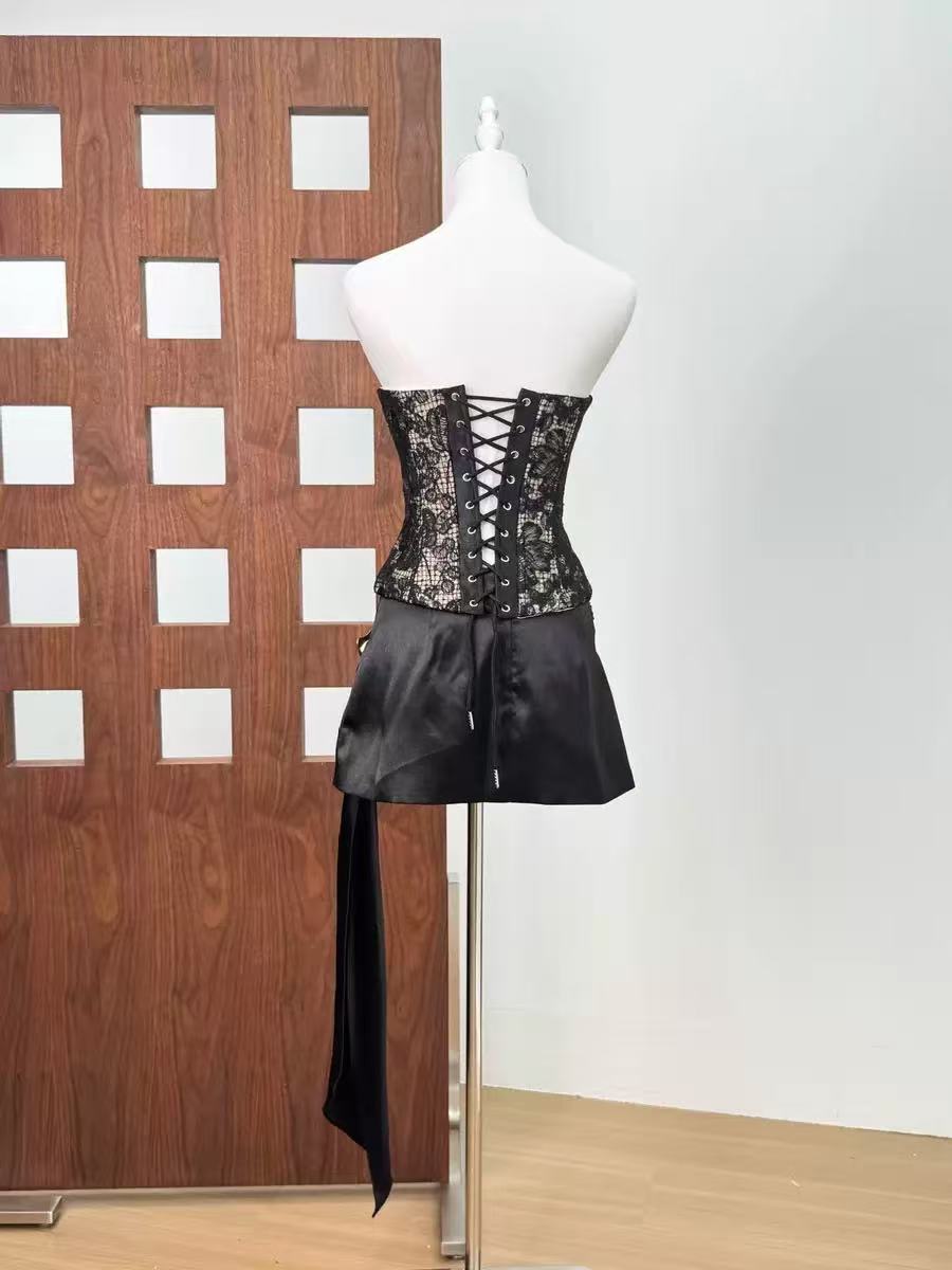 STRAPLESS BLACK MINI COCKTAIL DRESS
