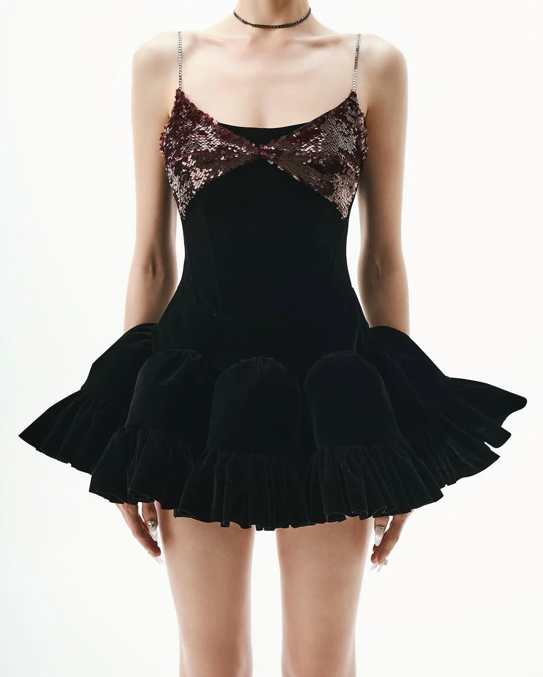 EVANGELINE SEQUIN MINI DRESS BLACK PARTY COCKTAIL