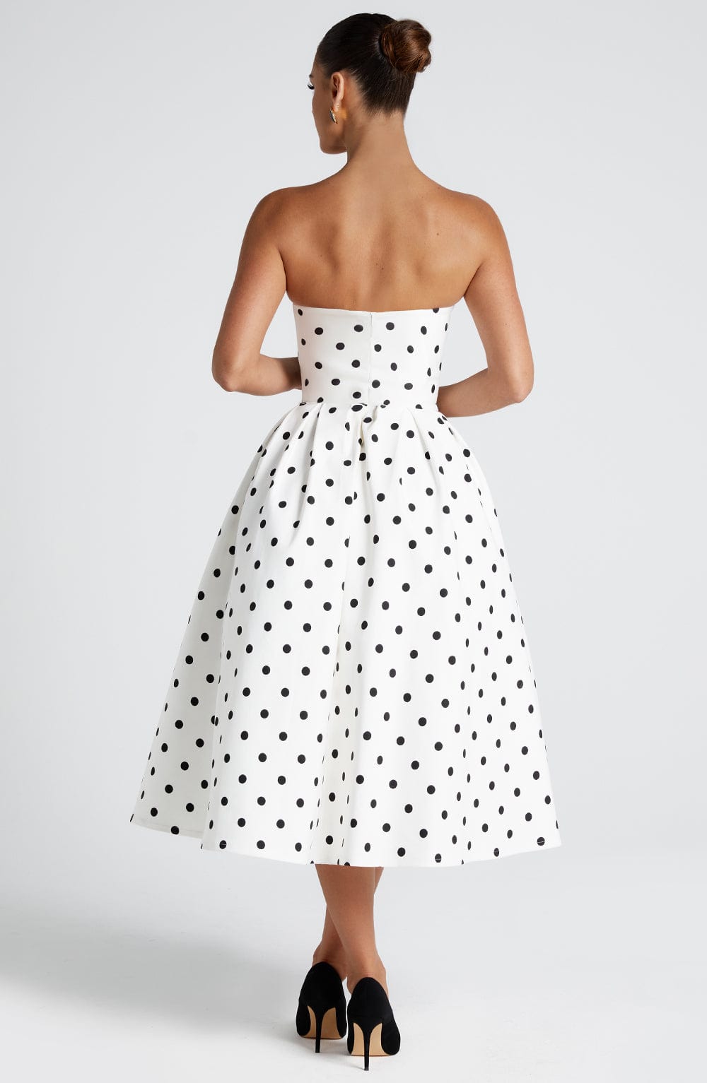 EDITH MIDI POLKA DOT DRESS - BLACK PARTY