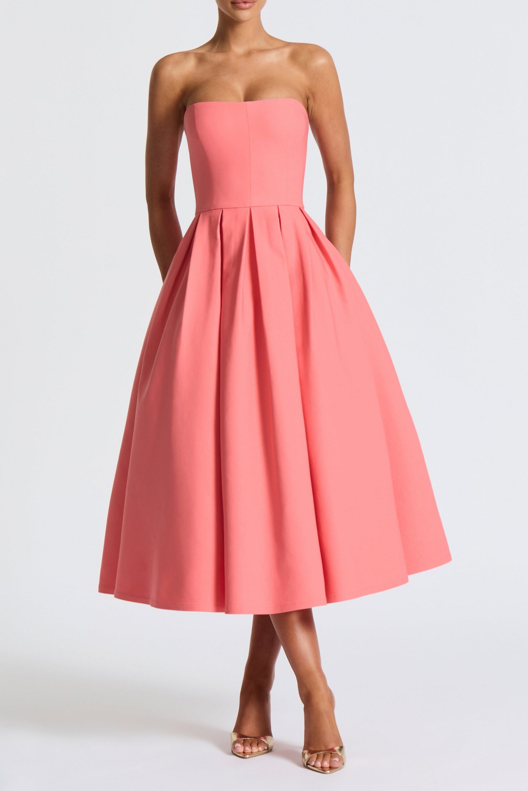 edith-midi-dress-coral-pink-dress-babyboo-fashion-1153165777 EDITH MIDI DRESS, CORAL PINK - A-LINE PARTY