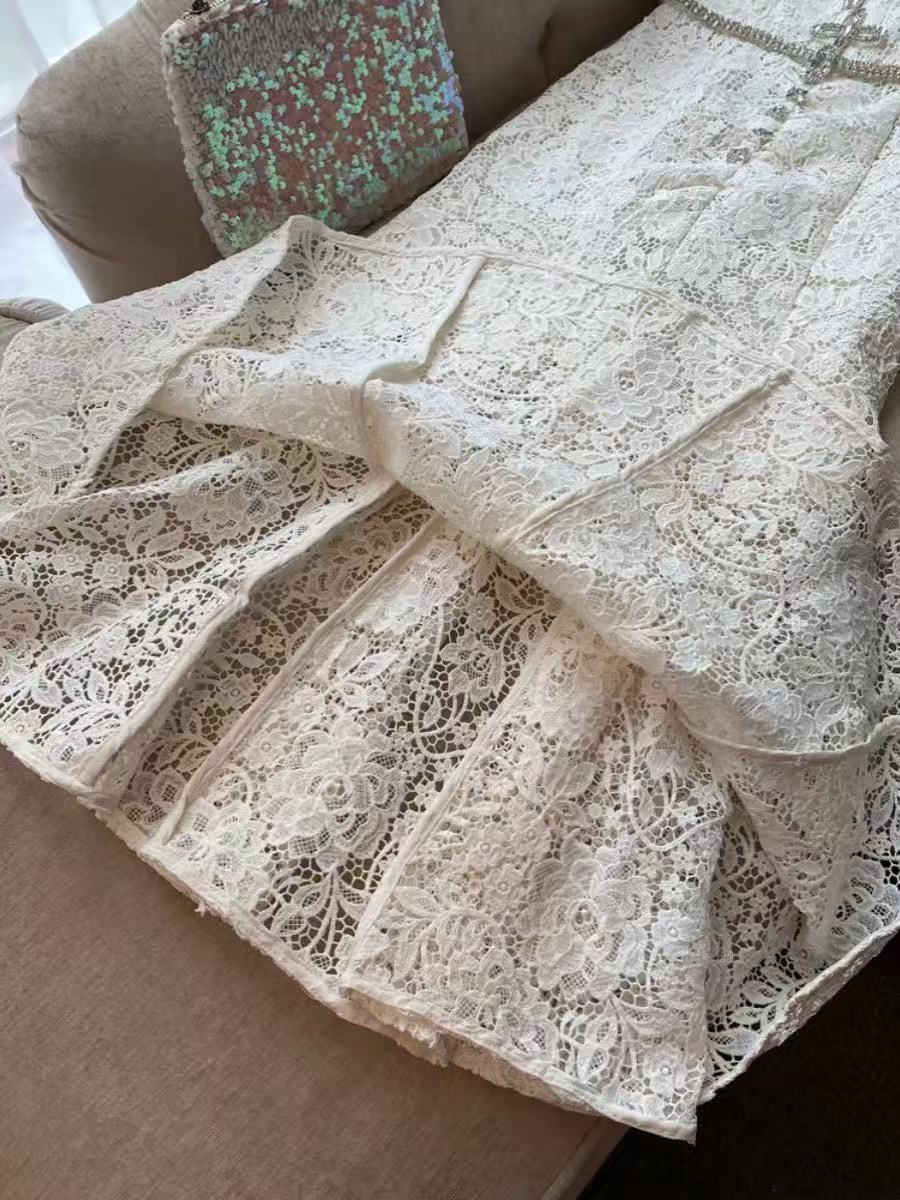 GLITTERING LACE MERMAID MIDI DRESS FOR WEDDING GUEST