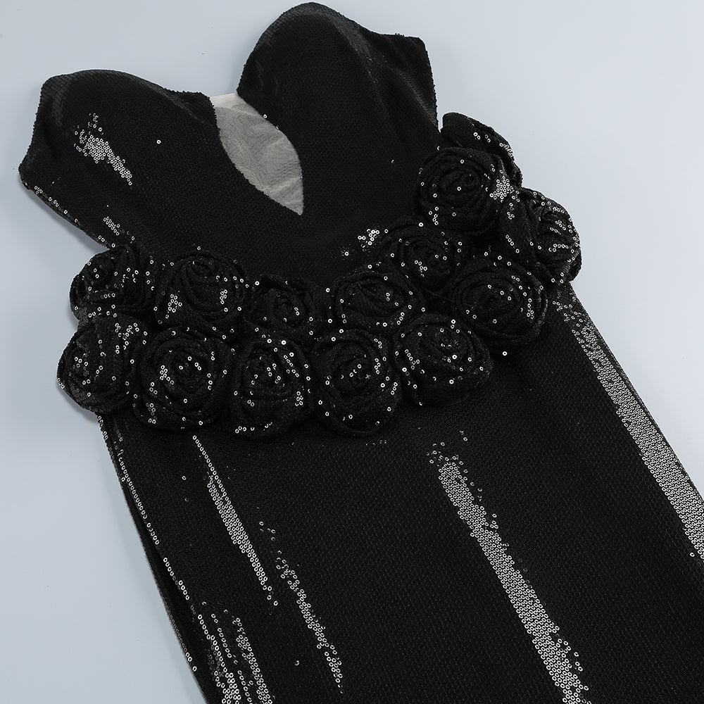 VIVIEN OFF-SHOULDER SEQUIN PROM MAXI BLACK