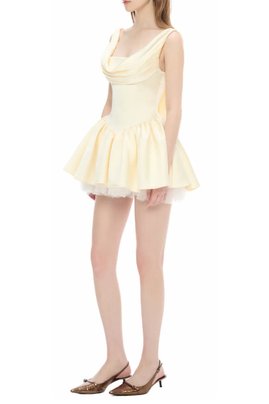 BERNICE BACKLESS PUFFY MINI DRESS CHAMPAGNE PARTY
