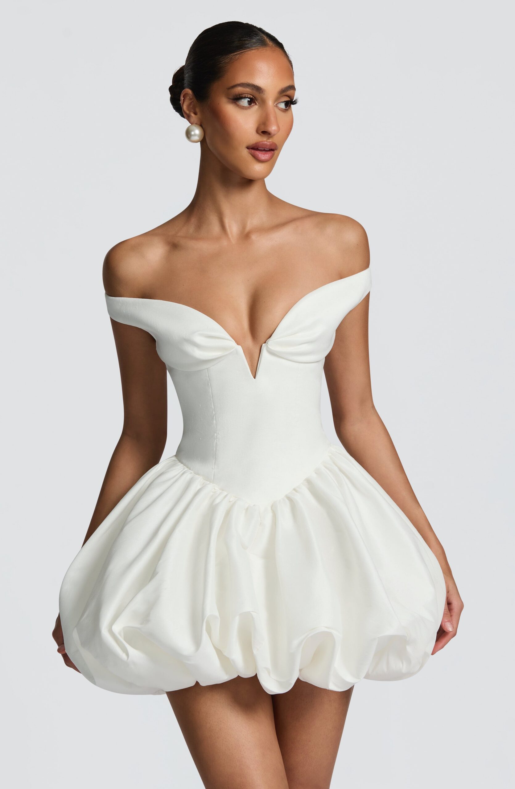ELEGANT IVORY MINI DRESS FOR WEDDING GUEST