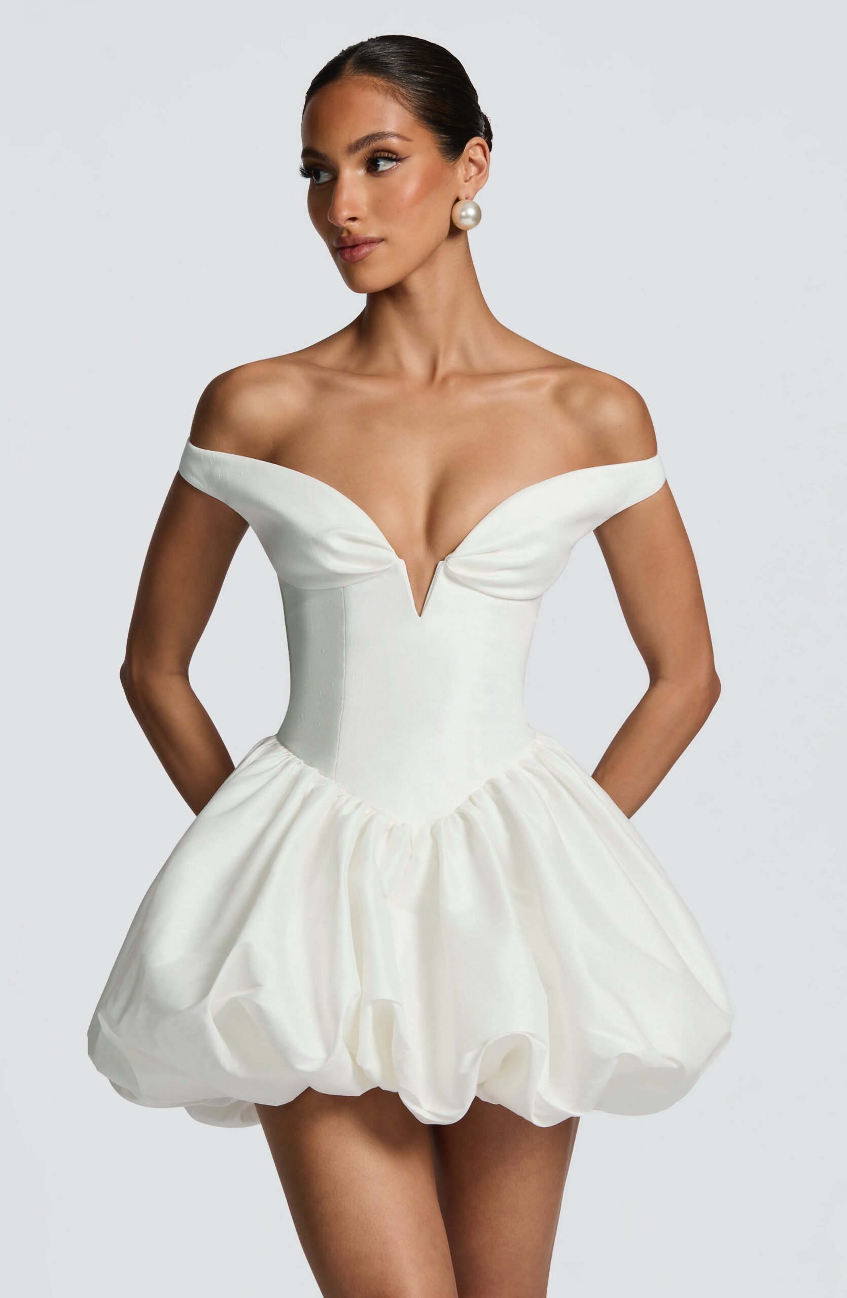 ELEGANT IVORY MINI DRESS FOR WEDDING GUEST