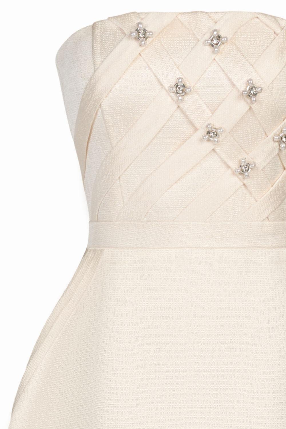 STRAPLESS STRAIGHT NECK MIDI DRESS FOR EVENING
