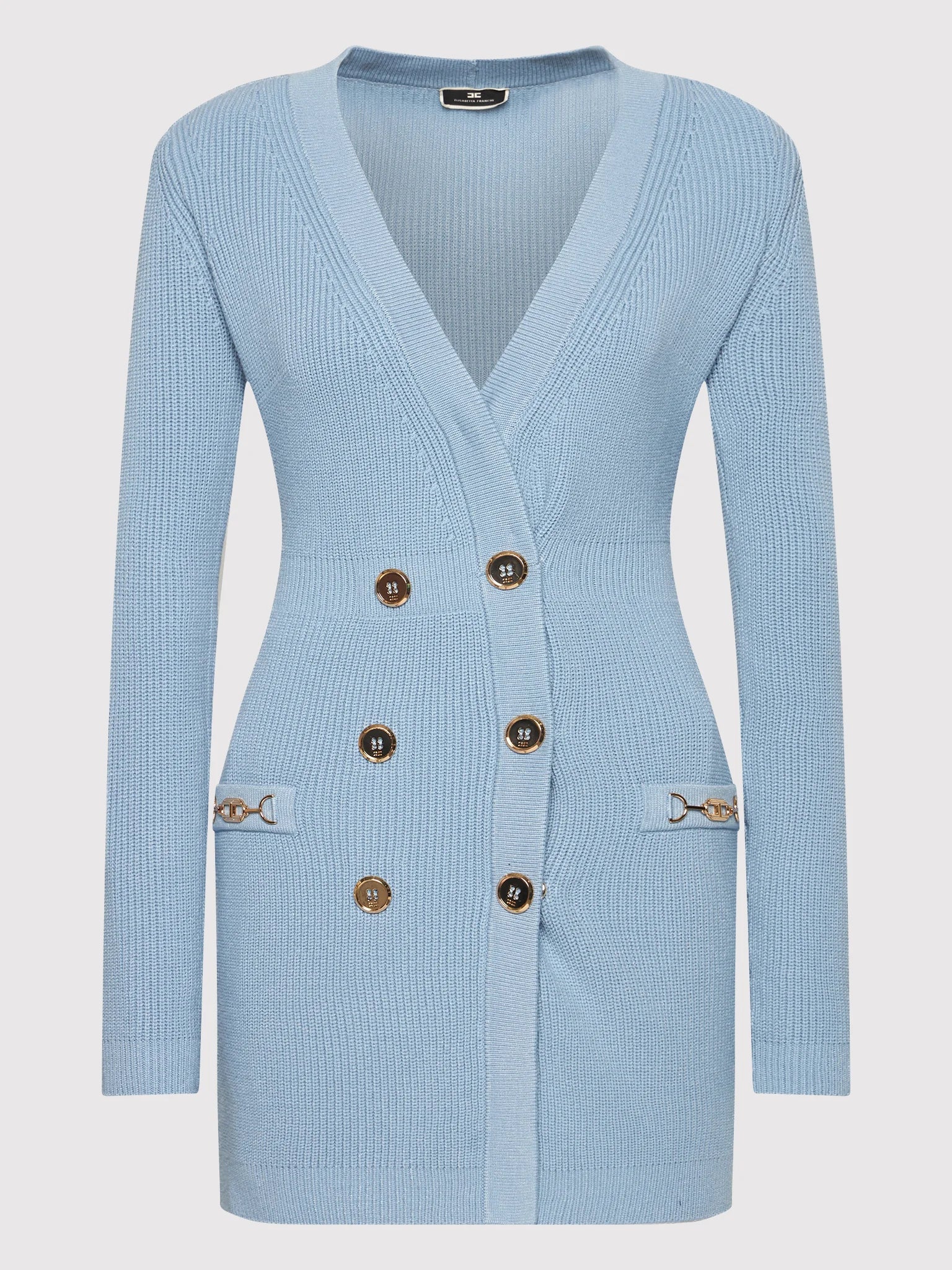 CAROLINE KNIT METAL MINI DRESS BLUE