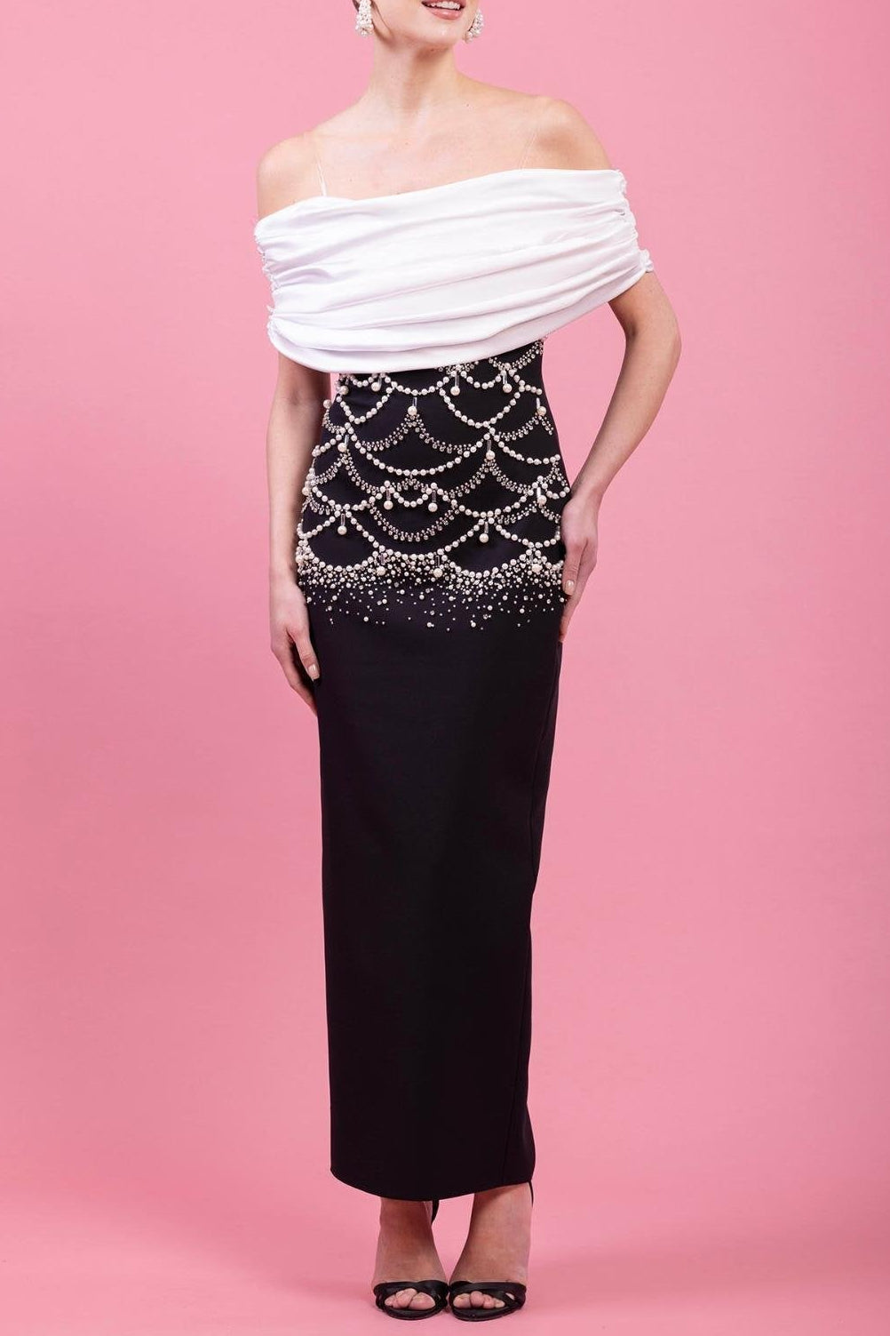 elit-bella-abiye-abiye-elbise-siyah-66-840 TERESA BEADED RHINESTONE STRAPLESS MIDI DRESS BLACK