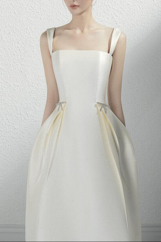 ELODIE A-LINE SLEEVELESS TAFFETA MIDI DRESS
