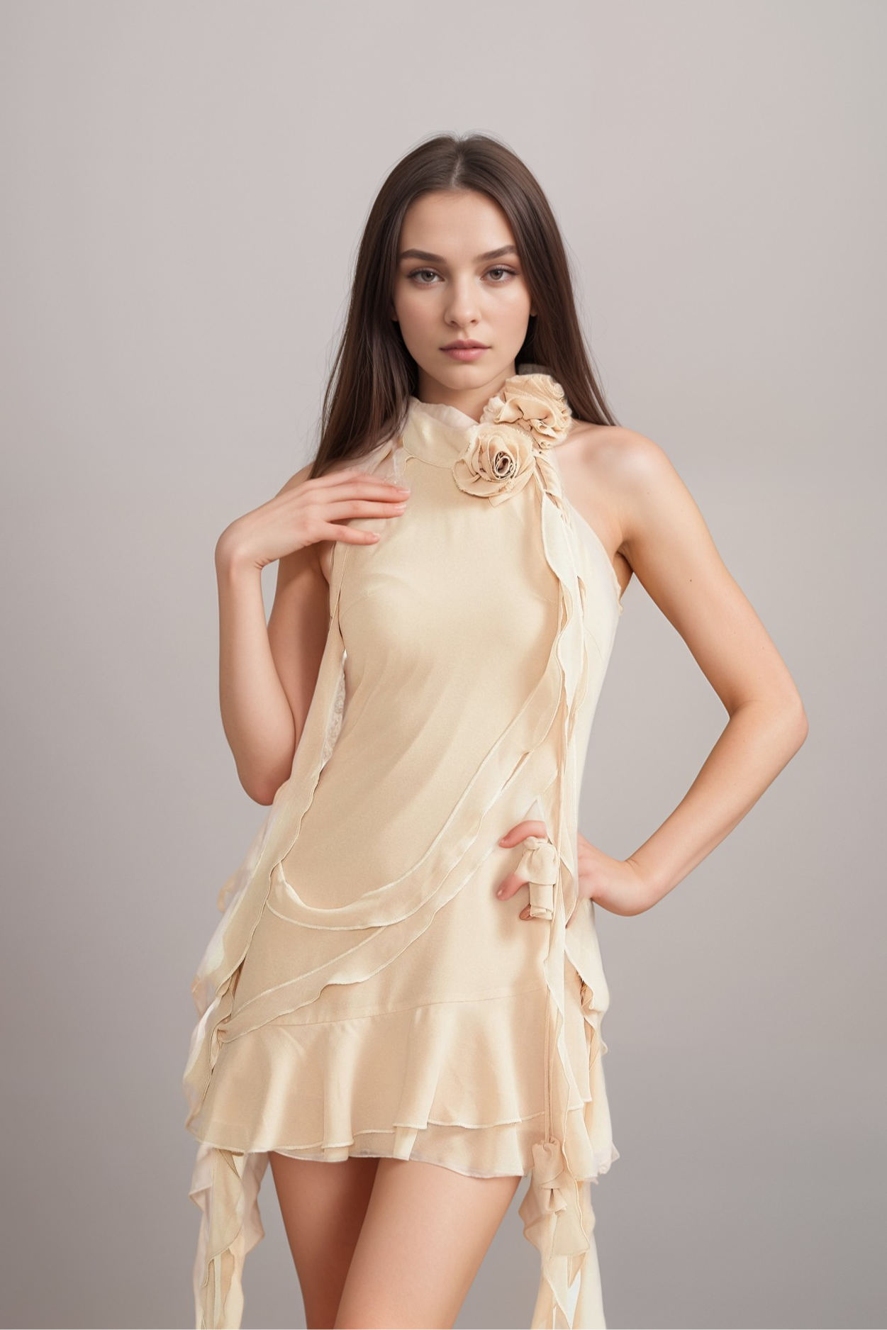 eloisee-flower-asymmetric-mini-dress-960534-vmake ELOISEE ASYMMETRIC FLOWER MINI DRESS