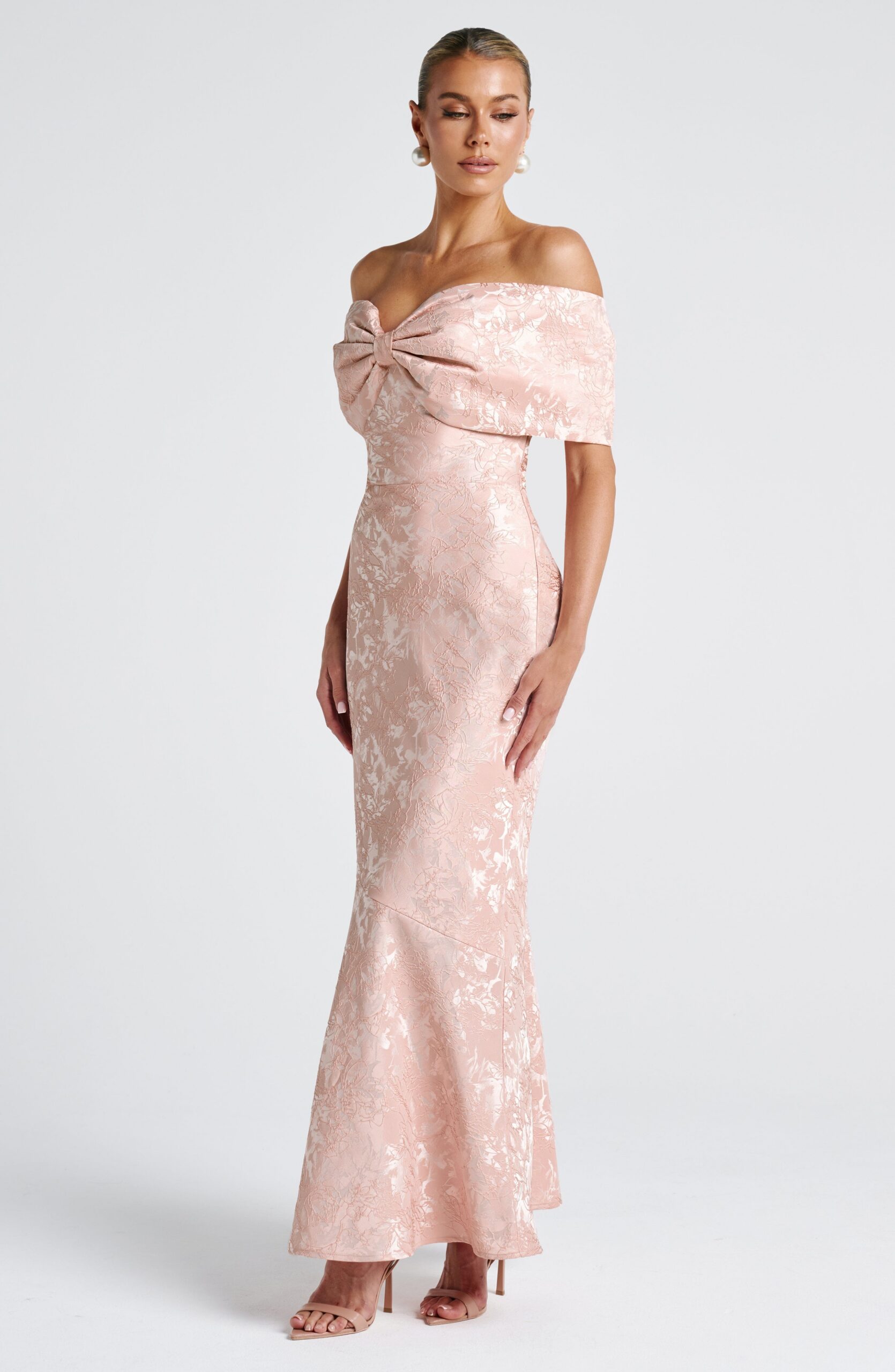 EMBERLY MAXI DRESS, SOFT PEACH, A-LINE COCKTAIL