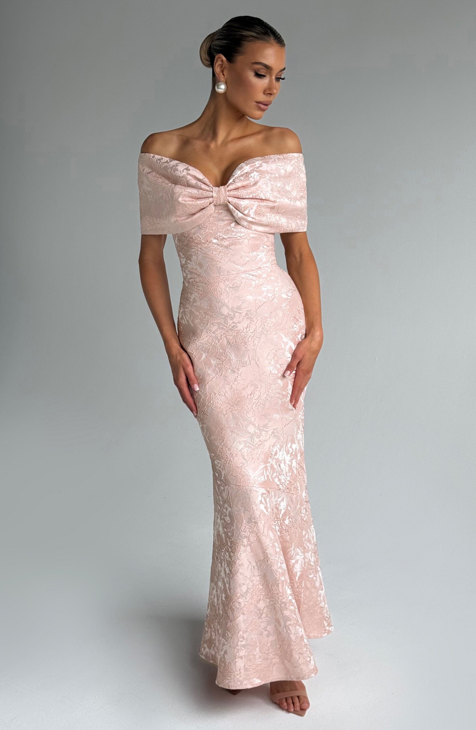 EMBERLY MAXI DRESS, SOFT PEACH, A-LINE COCKTAIL