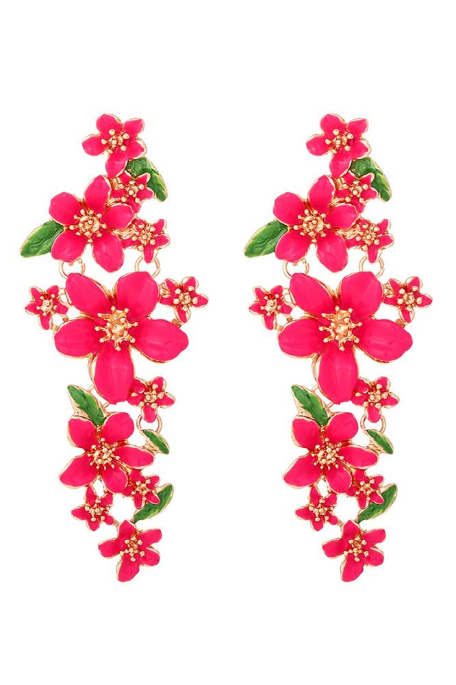 ENAMELLED FLORAL DROP EARRINGS FOR WEDDING