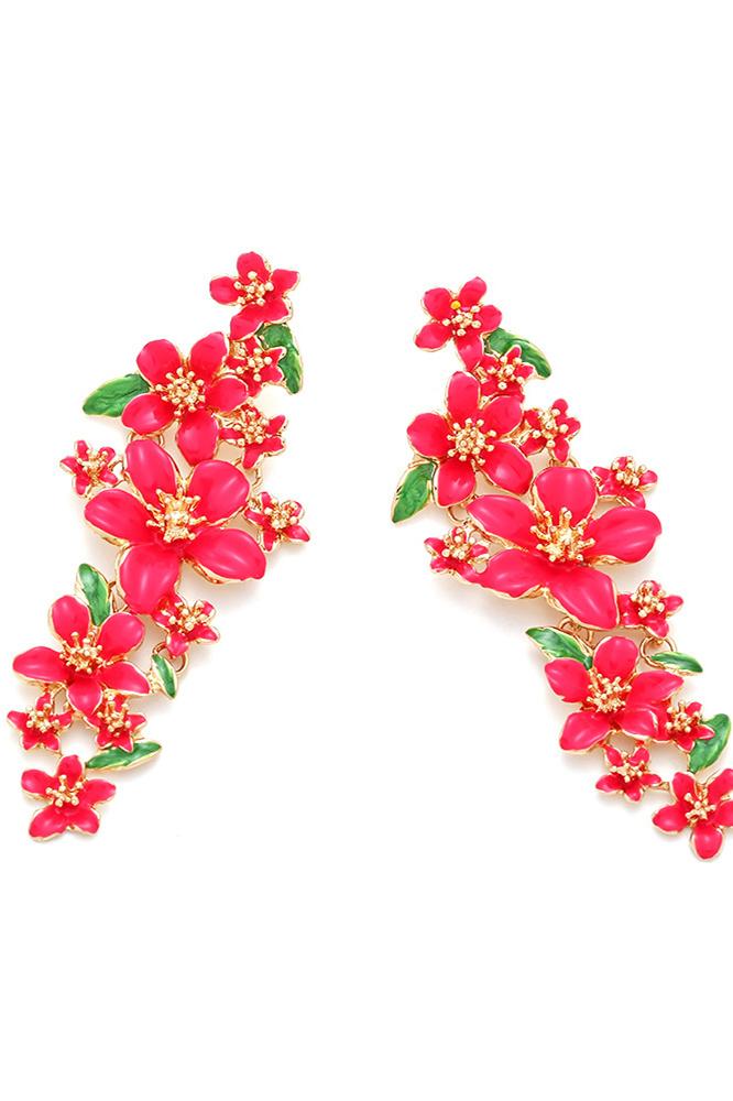 ENAMELLED FLORAL DROP EARRINGS FOR WEDDING