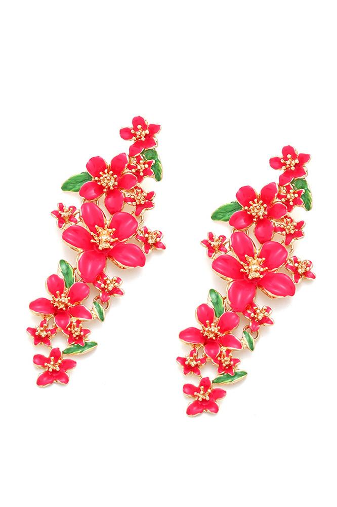 ENAMELLED FLORAL DROP EARRINGS FOR WEDDING