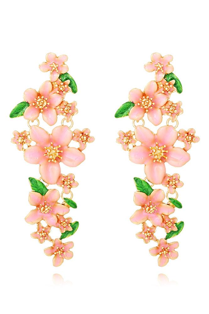 enamelled-floral-drop-earrings-sa00605172814-pink-sunfere-315067 ENAMELLED FLORAL DROP EARRINGS FOR WEDDING