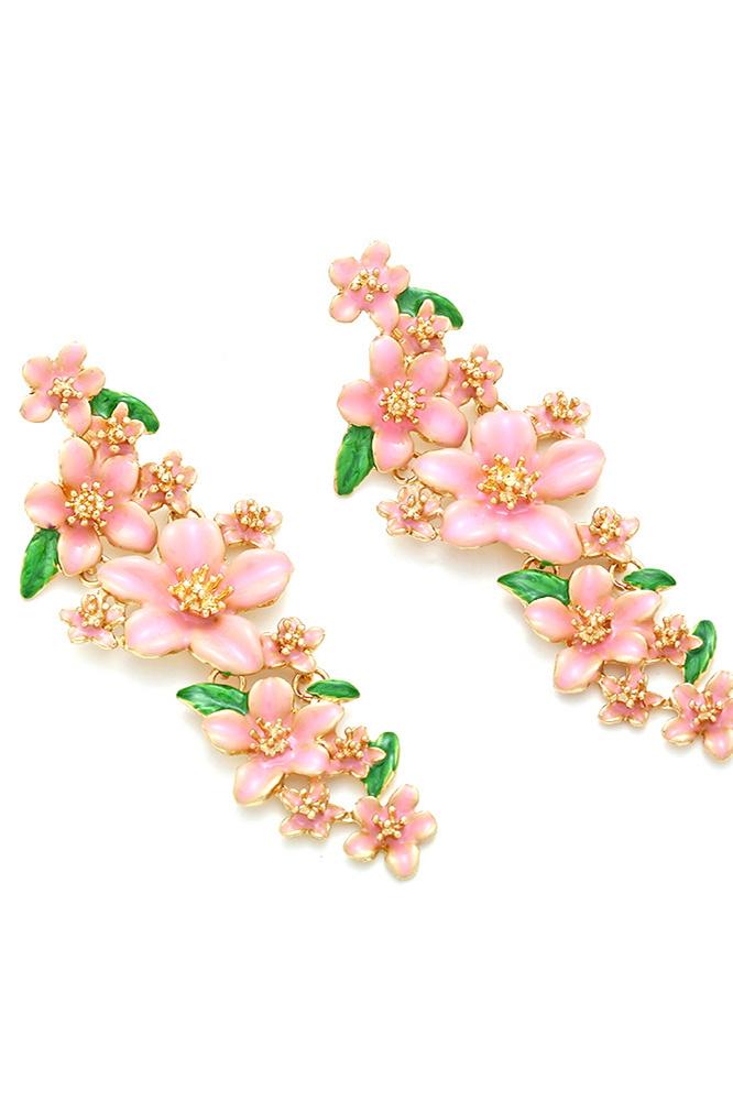 ENAMELLED FLORAL DROP EARRINGS FOR WEDDING