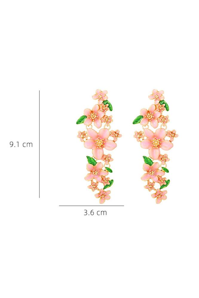 ENAMELLED FLORAL DROP EARRINGS FOR WEDDING