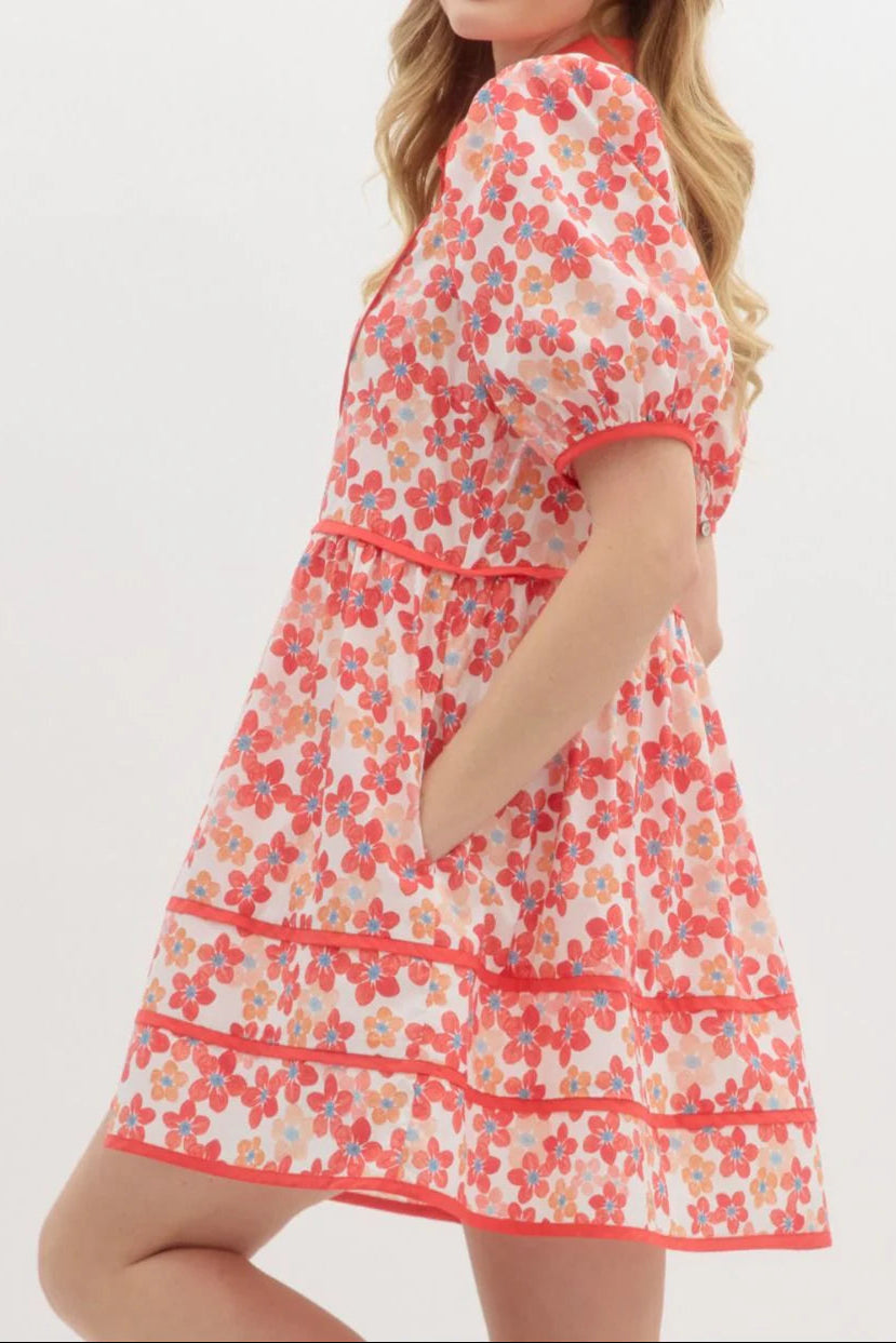 FLORAL COLLAR MINI DRESS FOR WEDDING