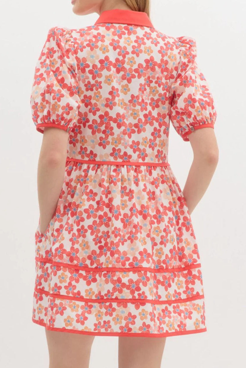 FLORAL COLLAR MINI DRESS FOR WEDDING
