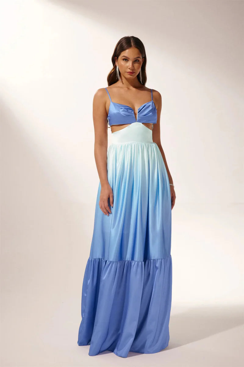 ETHEL CUTOUT GRADIENT MAXI SLIP DRESS