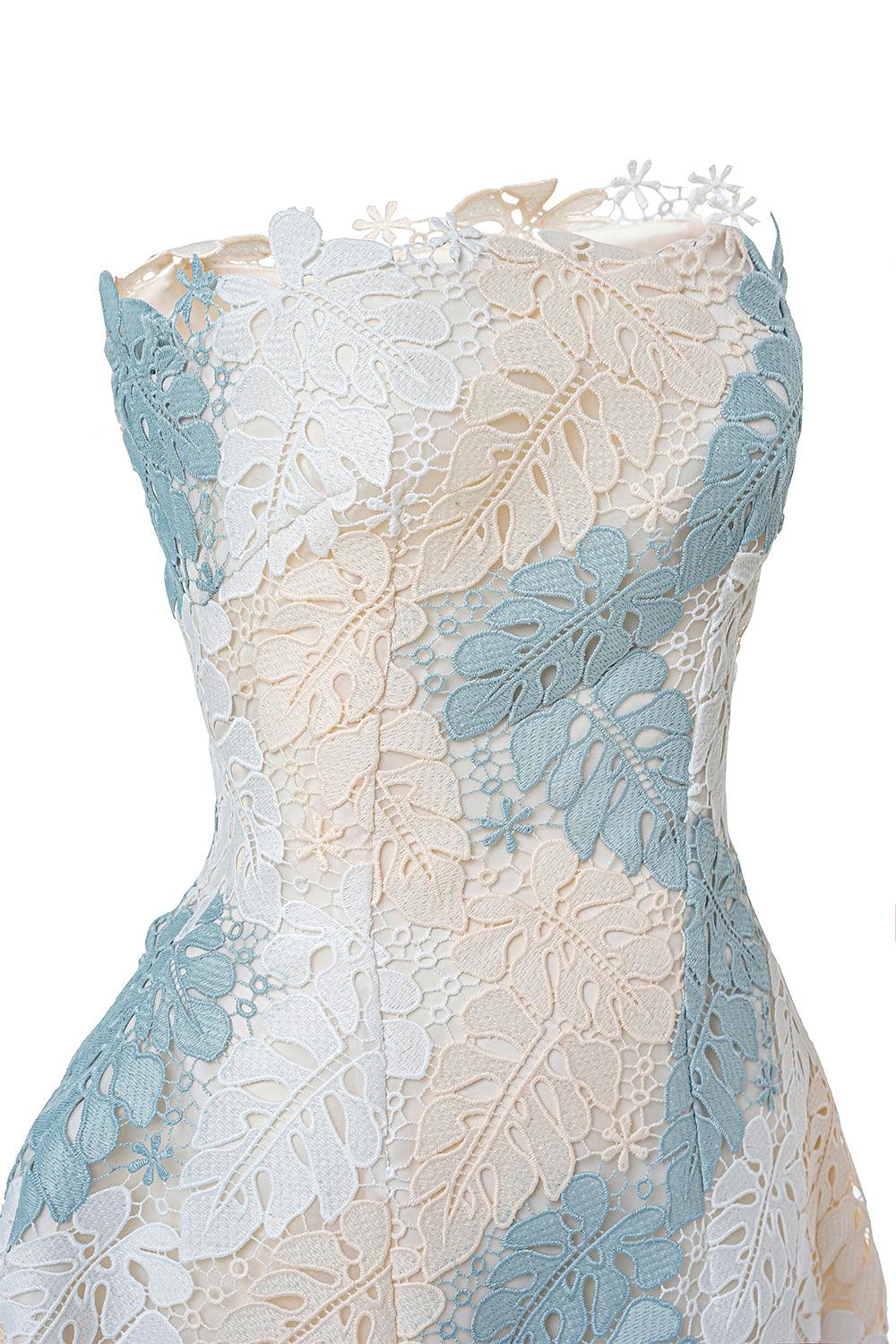 EVELYN A-LINE LACE MIDI DRESS, STRAIGHT NECK, WEDDING GUEST