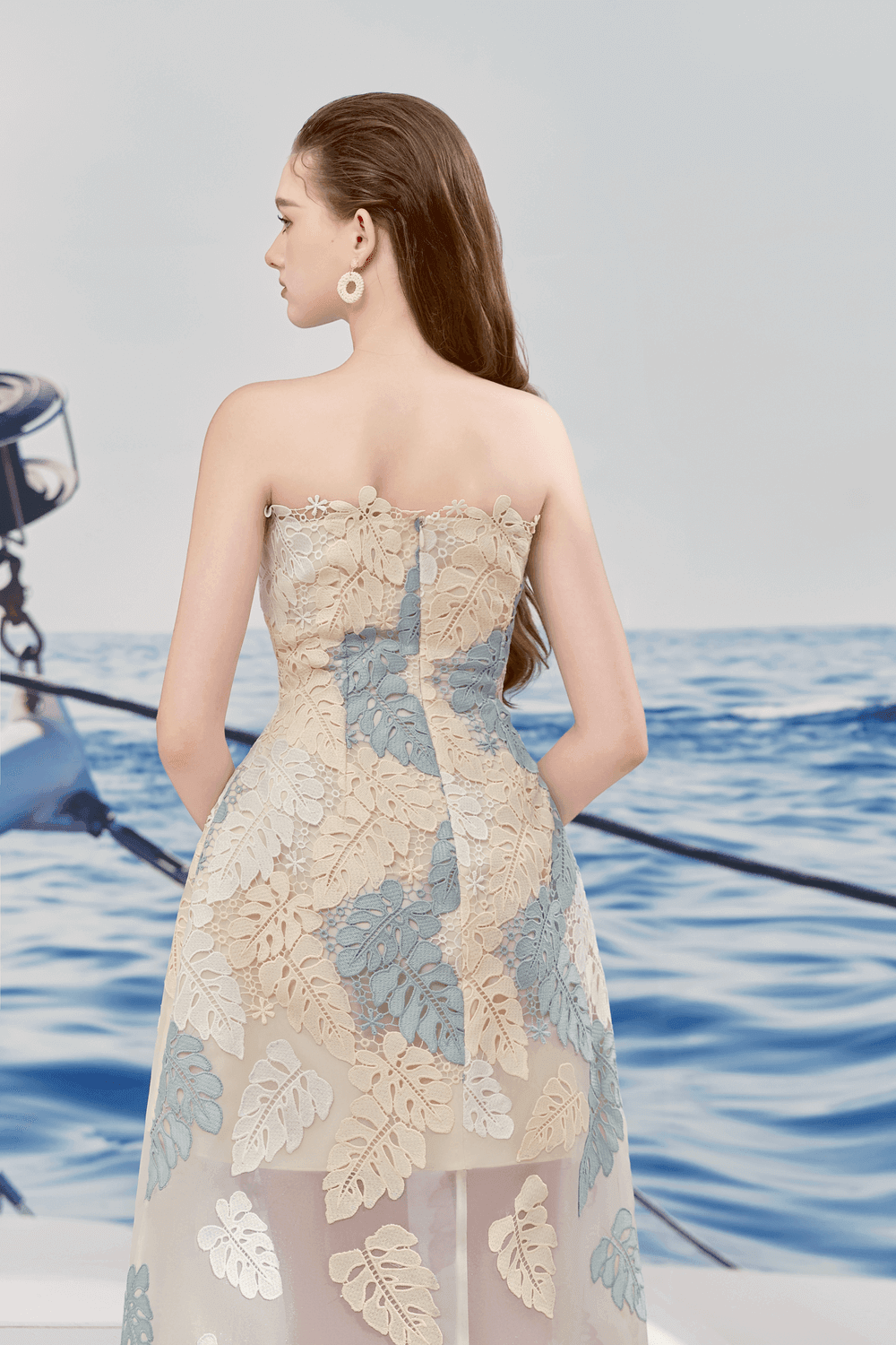 EVELYN A-LINE LACE MIDI DRESS, STRAIGHT NECK, WEDDING GUEST