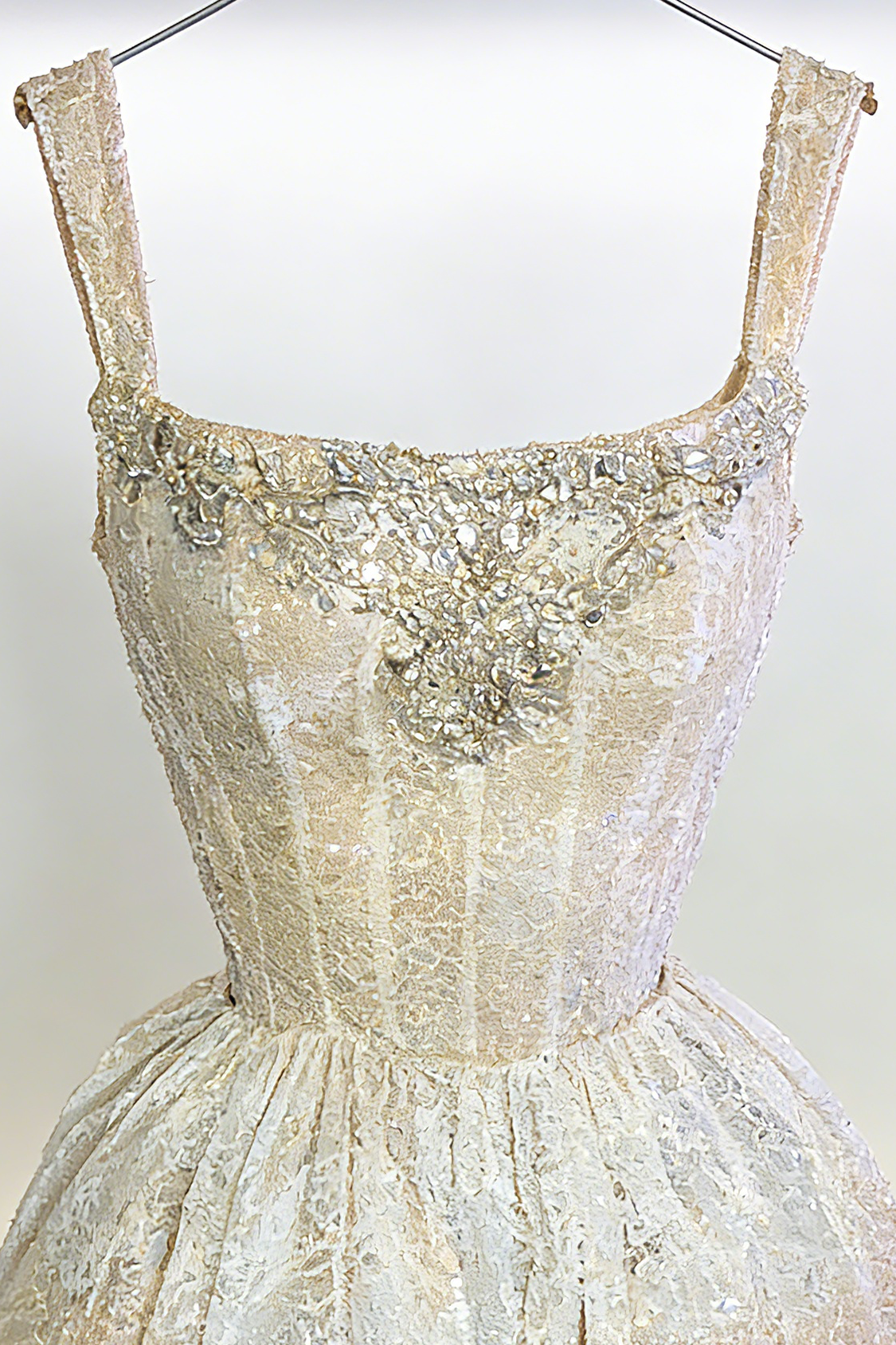 A-LINE CHAMPAGNE GLITTER SLEEVELESS WEDDING DRESS