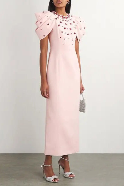 ROXANNE PINK CRYSTAL BODYCON GOWN