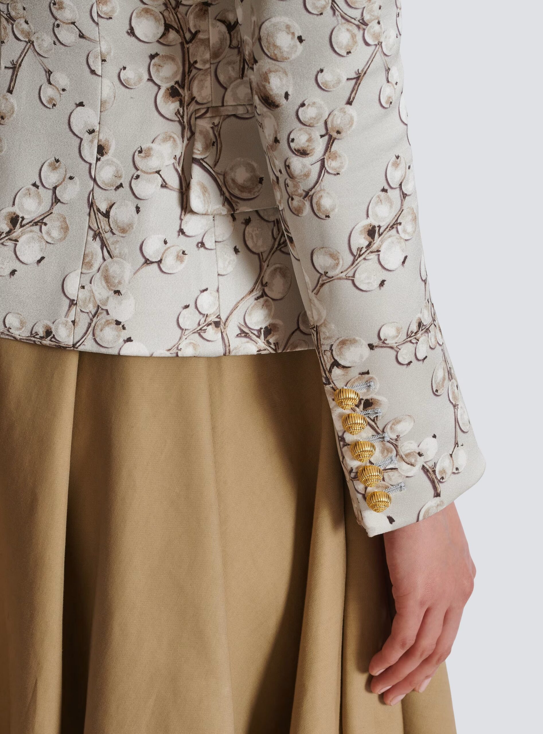 6-BUTTON SATIN JACKET | REDCURRANT PRINT PARTY BLAZER