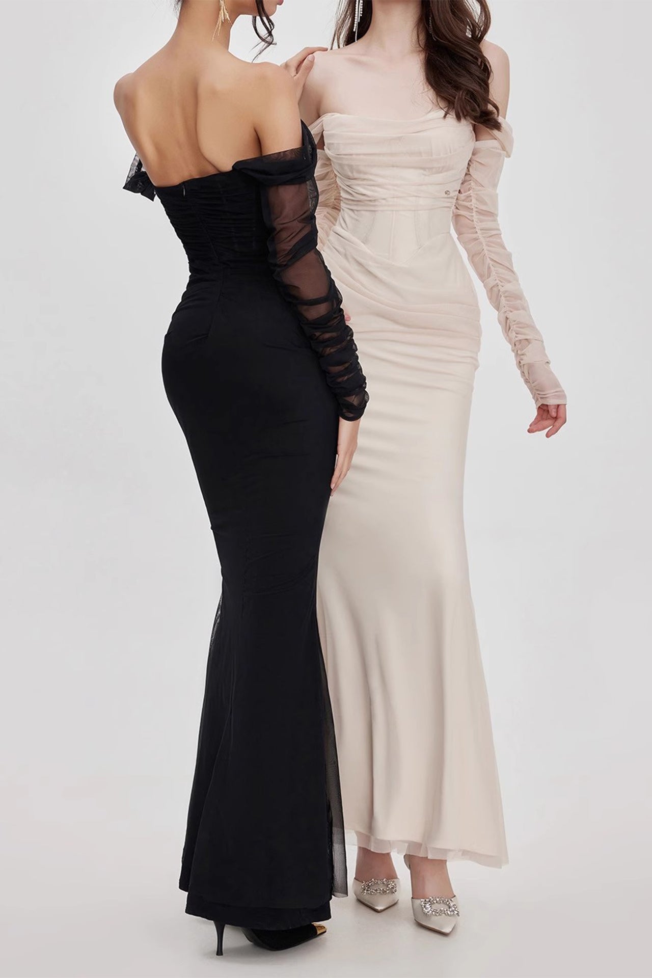 MESH MAXI DRESS FOR EVENING PARTY