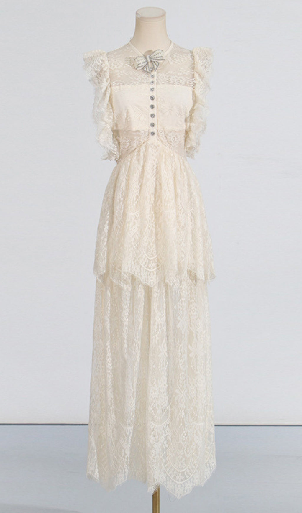 LACE TIERED MAXI DRESS FOR WEDDING GUEST