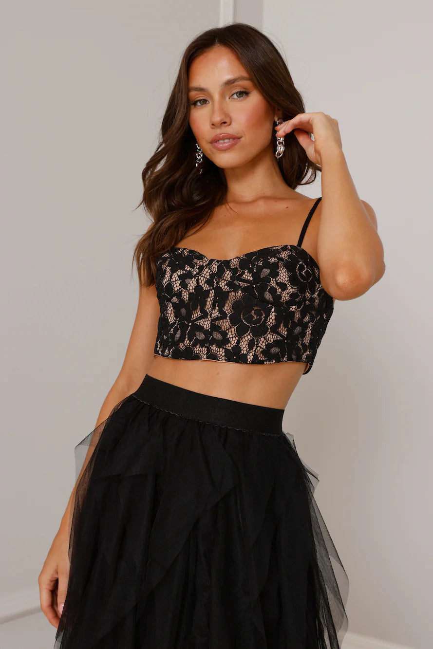 BLACK LACE TULLE SET – ELEGANT PARTY OUTFIT
