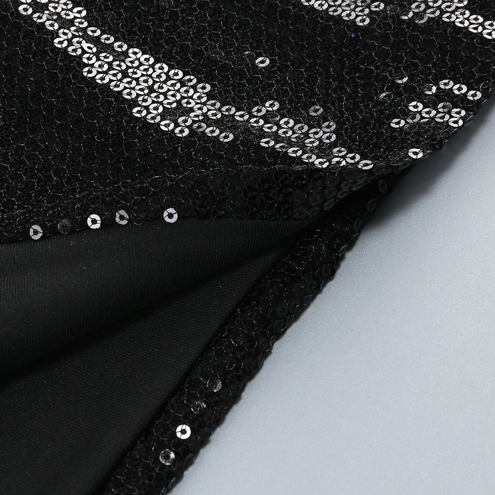 VIVIEN OFF-SHOULDER SEQUIN PROM MAXI BLACK