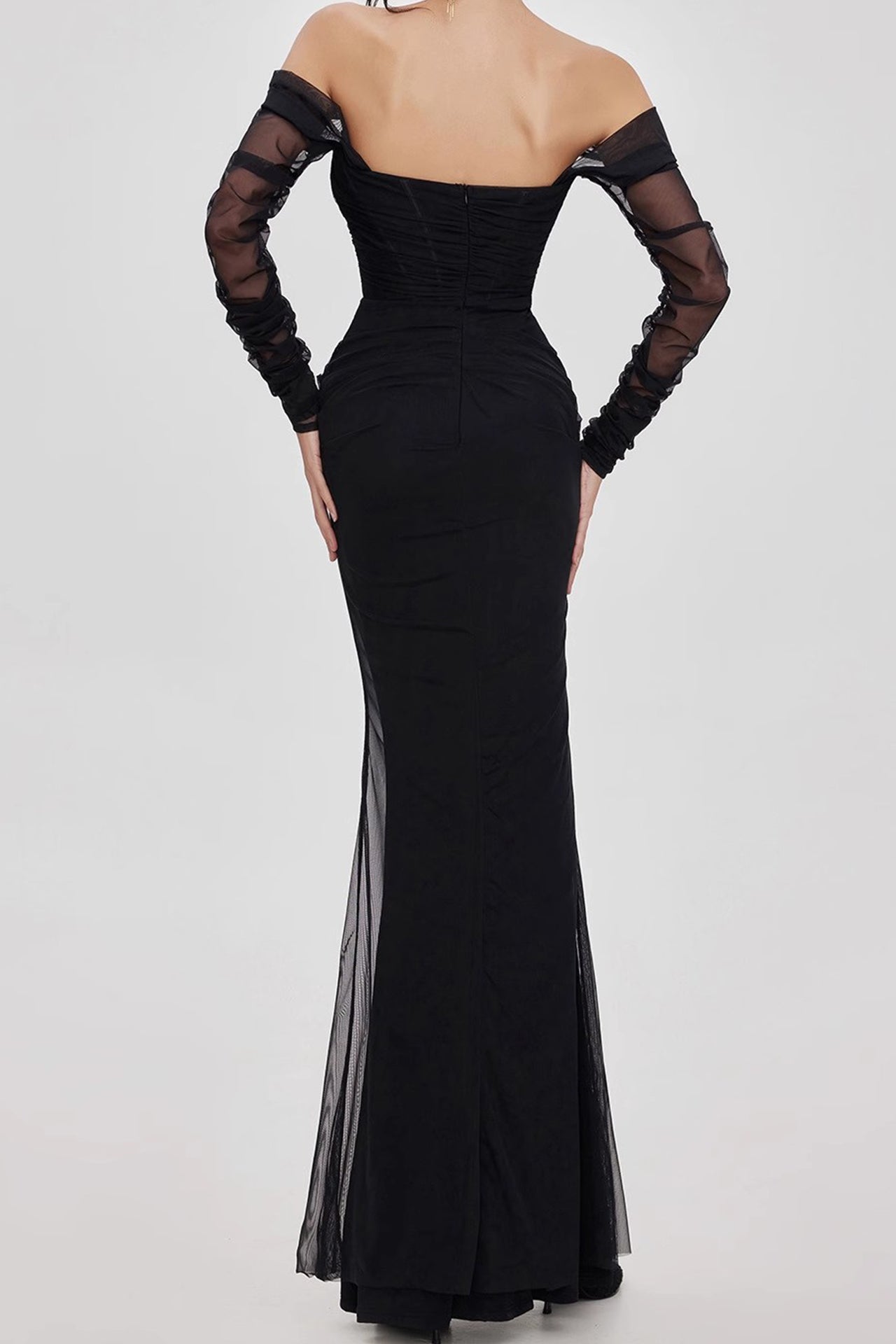 MESH MAXI DRESS FOR EVENING PARTY