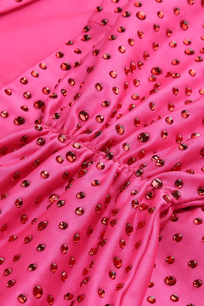 CRYSTAL CUTOUT MAXI DRESS ROSE RED
