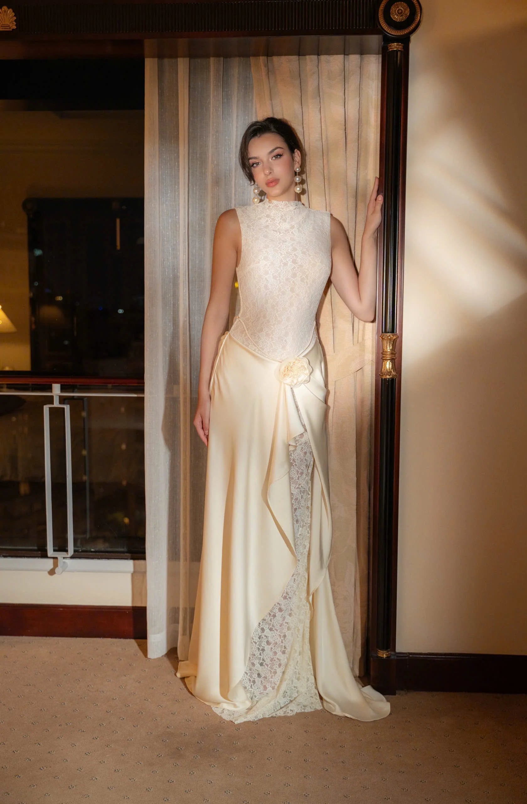 GISELLE LACE MAXI DRESS, SLEEVELESS WHITE WEDDING GUEST