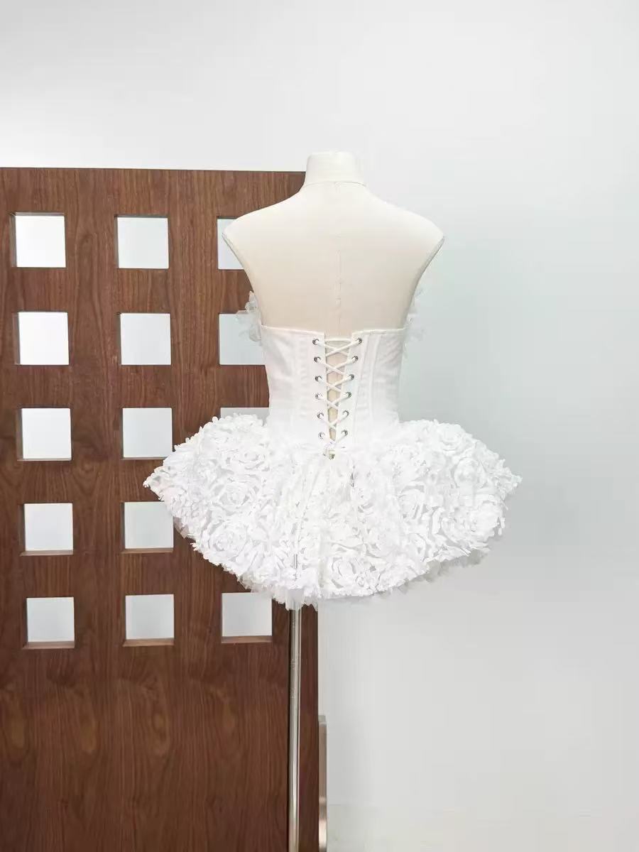 STRAPLESS FLORAL CORSET A-LINE DRESS