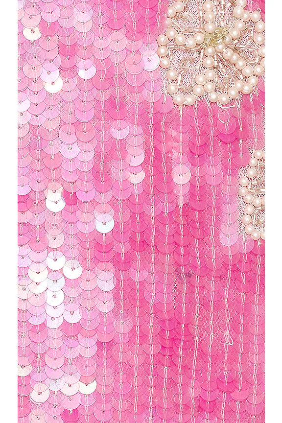 PRISCILLA SEQUIN FLORAL MINI DRESS PINK