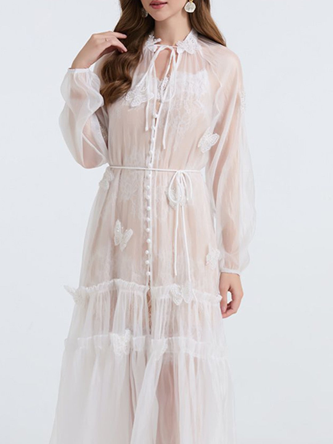 SHEER LACE MAXI DRESS, WHITE WEDDING GUEST