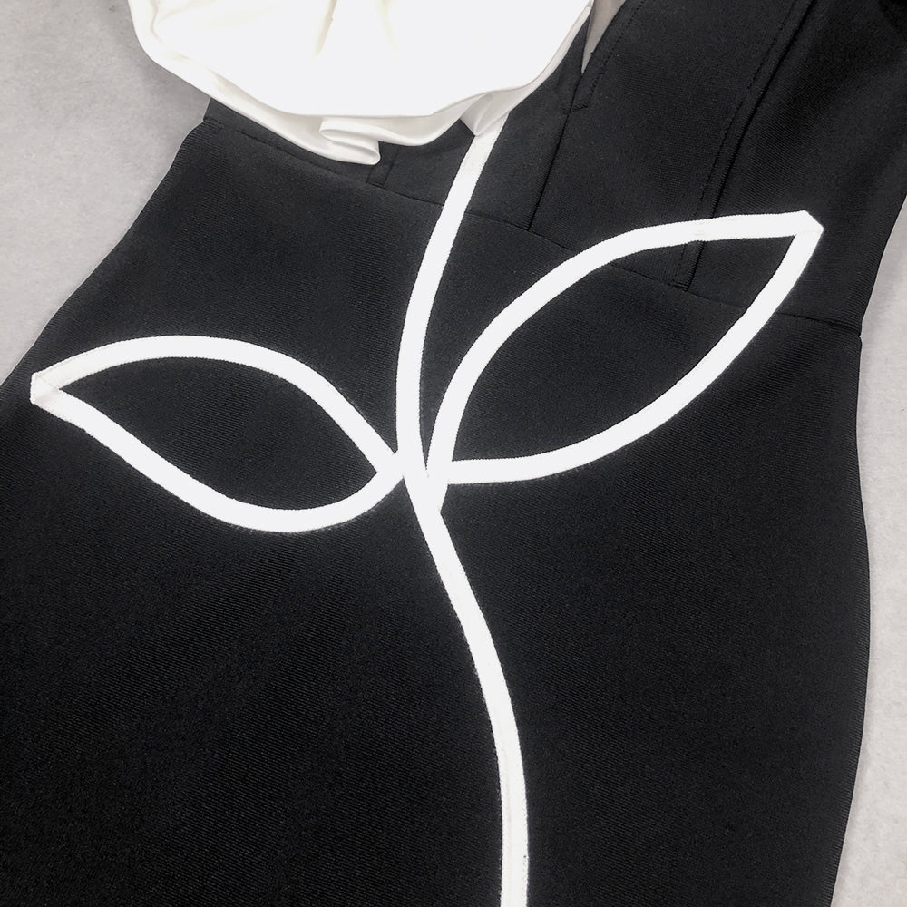 TINA 3D FLOWER STRAPLESS HALTER MINI DRESS