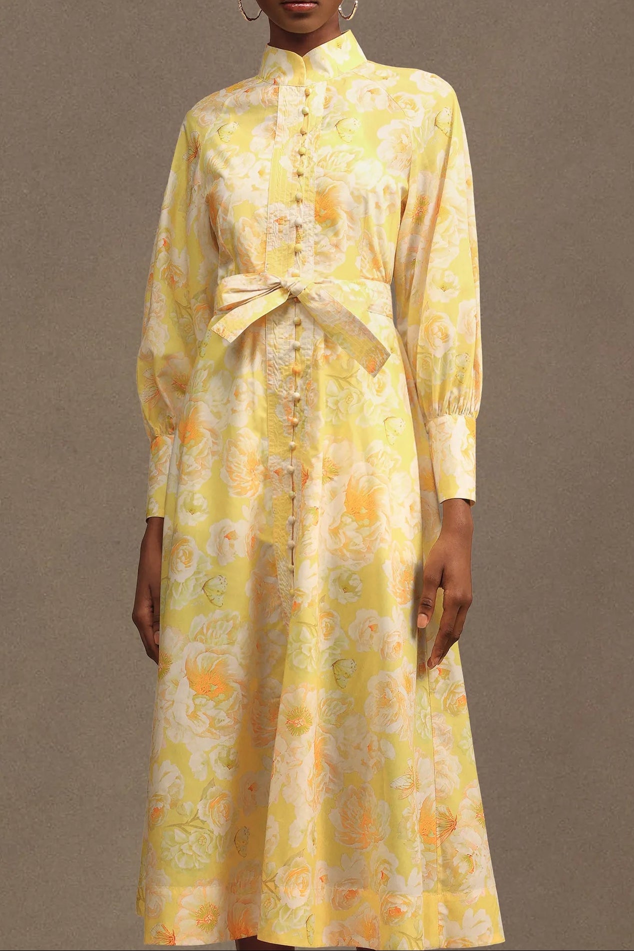 XAVIERA YELLOW FLORAL CHIFFON MAXI DRESS
