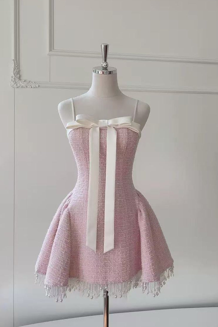 fa5ede3e1aae769d9721ee9bef7f27a0 PINK TWEED BOW MINI DRESS FOR COCKTAIL
