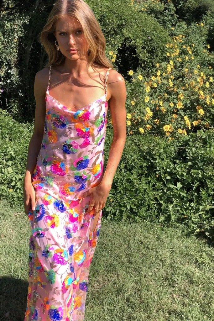 FANNY BACKLESS SEQUIN MAXI DRESS FOR PARTY