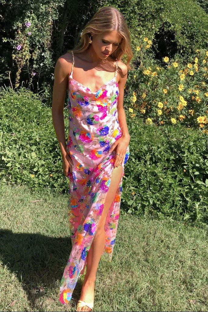 FANNY BACKLESS SEQUIN MAXI DRESS FOR PARTY
