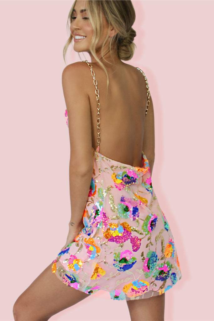 FANNY SEQUIN BACKLESS MINI DRESS FOR PARTY NIGHT