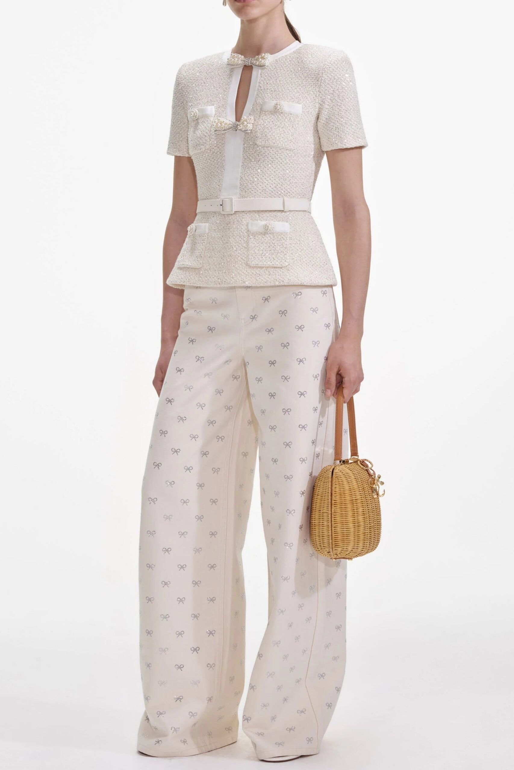 VICKY CREAM SEQUIN KNIT TOP FOR PARTY