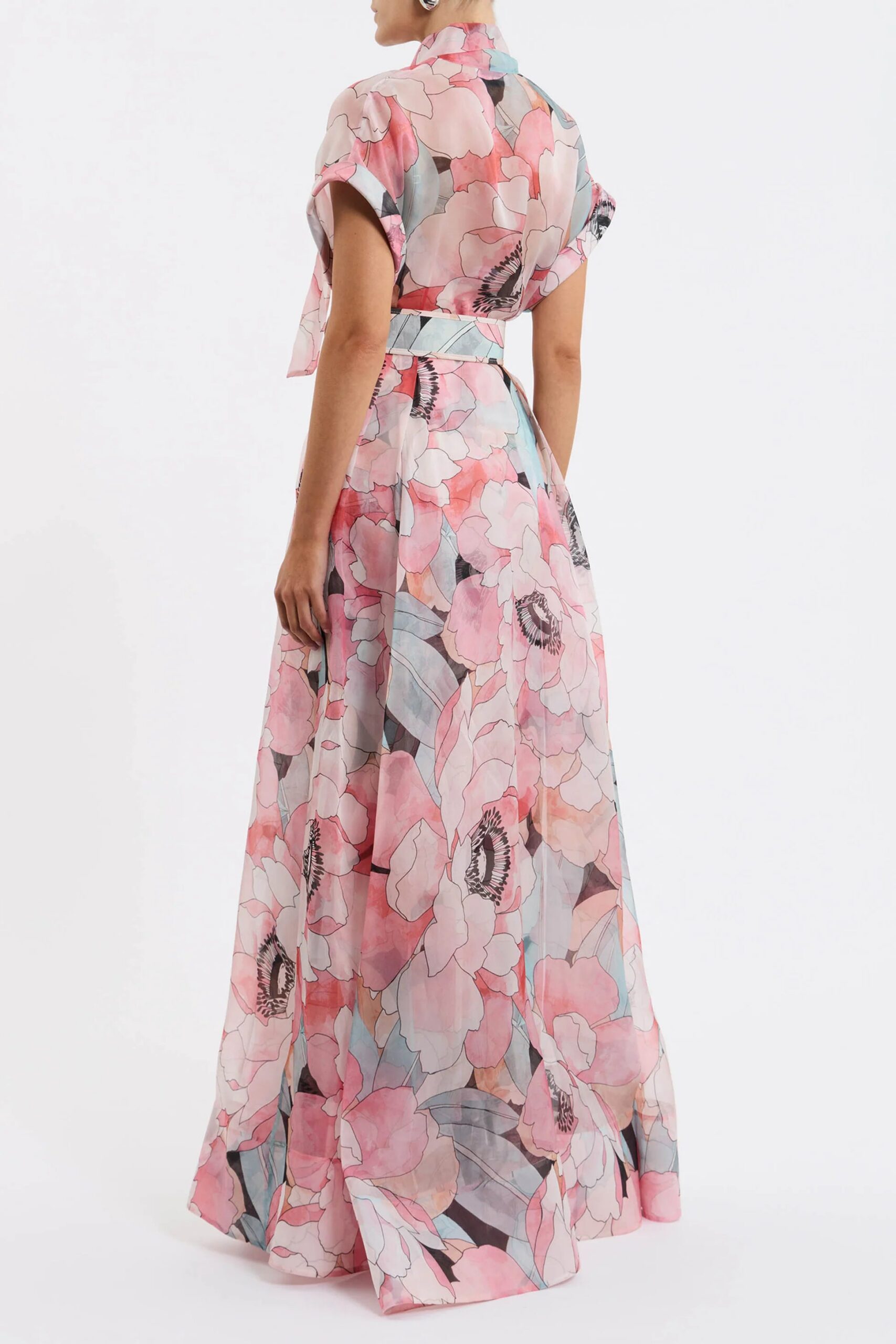 FLORAL SILK ORGANZA MAXI DRESS FOR WEDDINGS