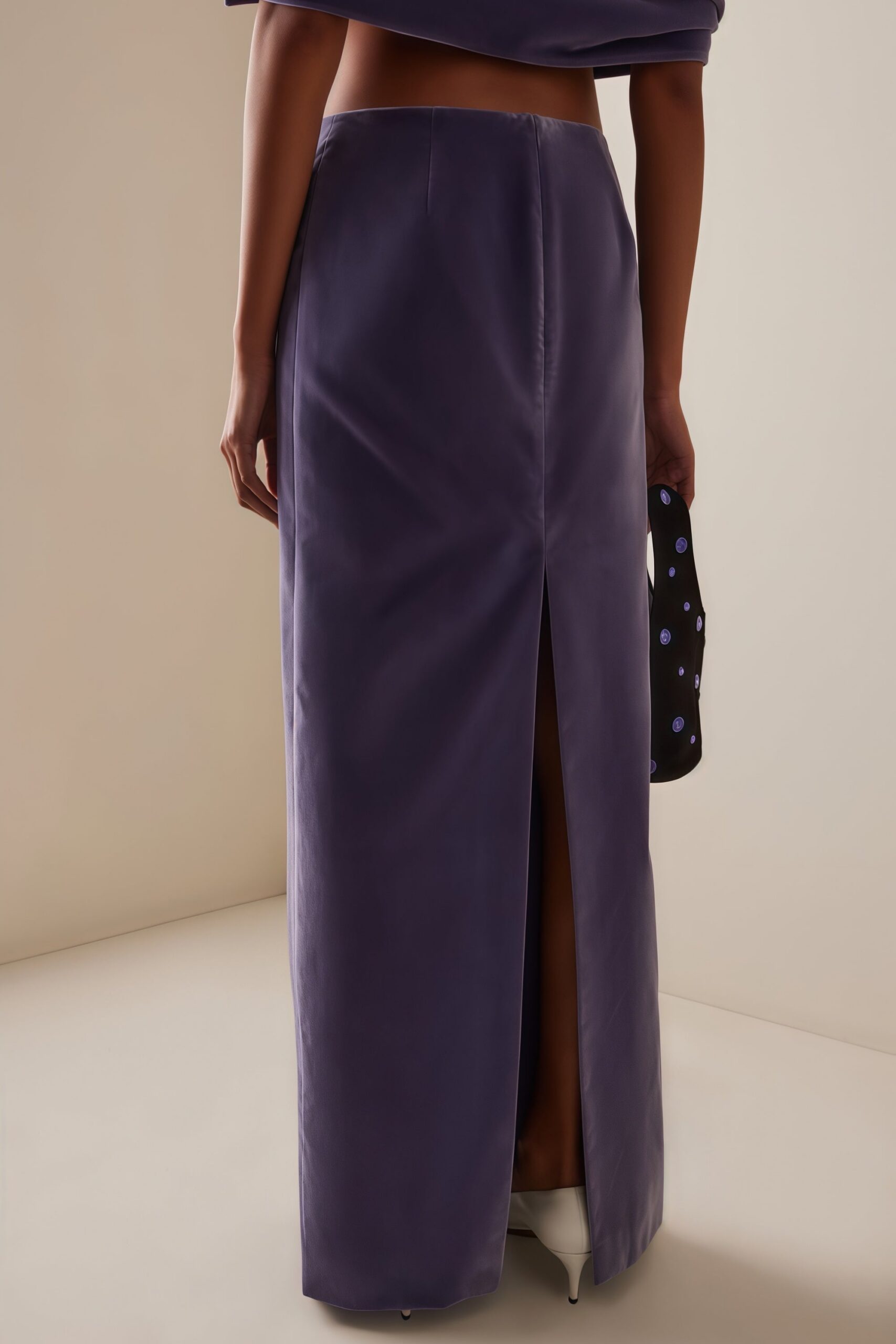 PURPLE VELVET ASYMMETRICAL CROPPED TWO-PIECE SET